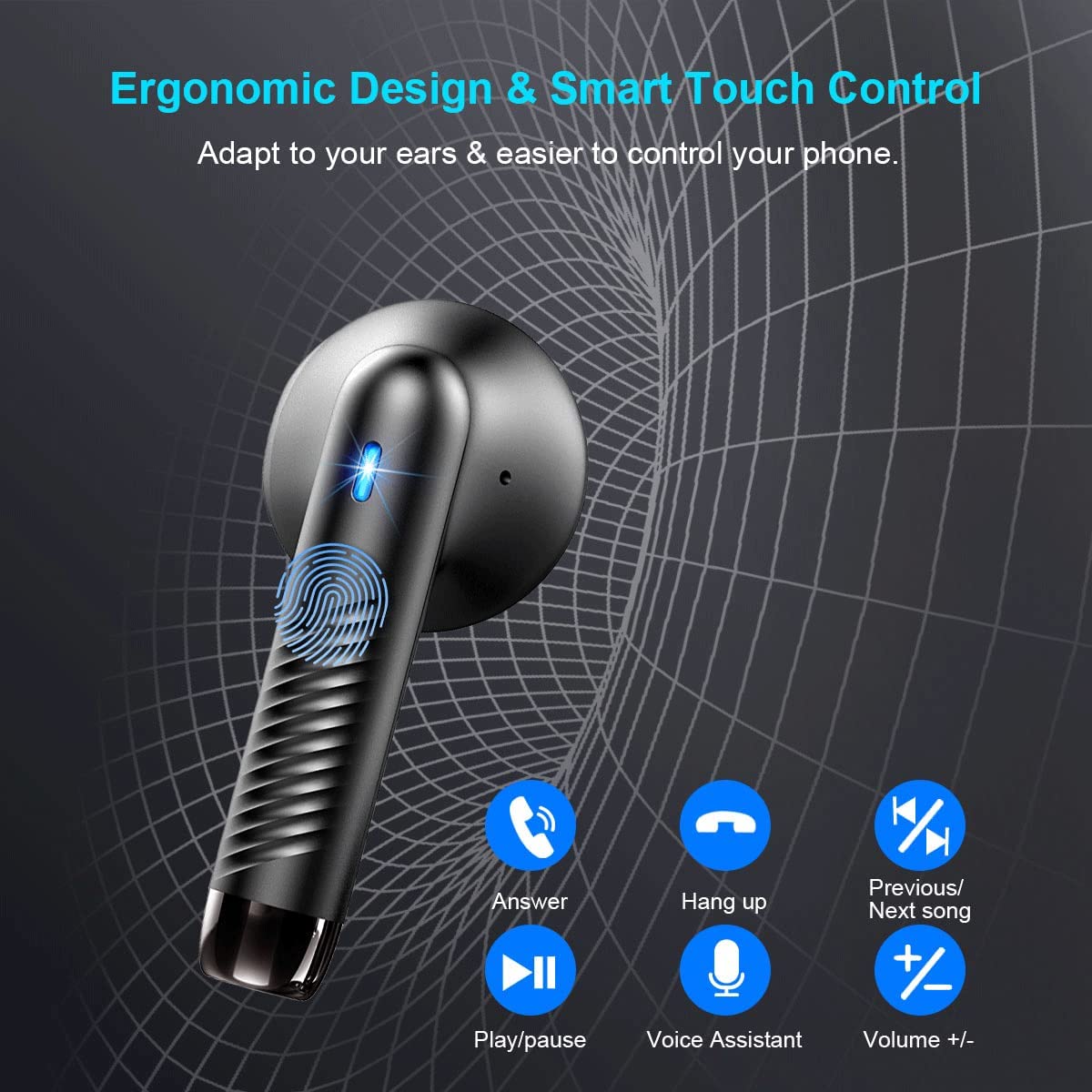 Wireless Bluetooth 5.3 Earbud Stereo Bass,Bluetooth Headphones in Ear Noise Cancelling Mic,Earphones I-Px7 Waterproof Sports,32H Playtime USB C Mini Charging Case Ear Buds for Android iOS - Image 5